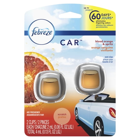 Febreze Car Odor-Eliminating Air Freshener, Blood Orange, 2 ct