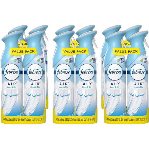 Febreze AIR, Linen and Sky, 8.8 oz Aerosol Spray, 2/Pack, 6 Pack/Carton, Each