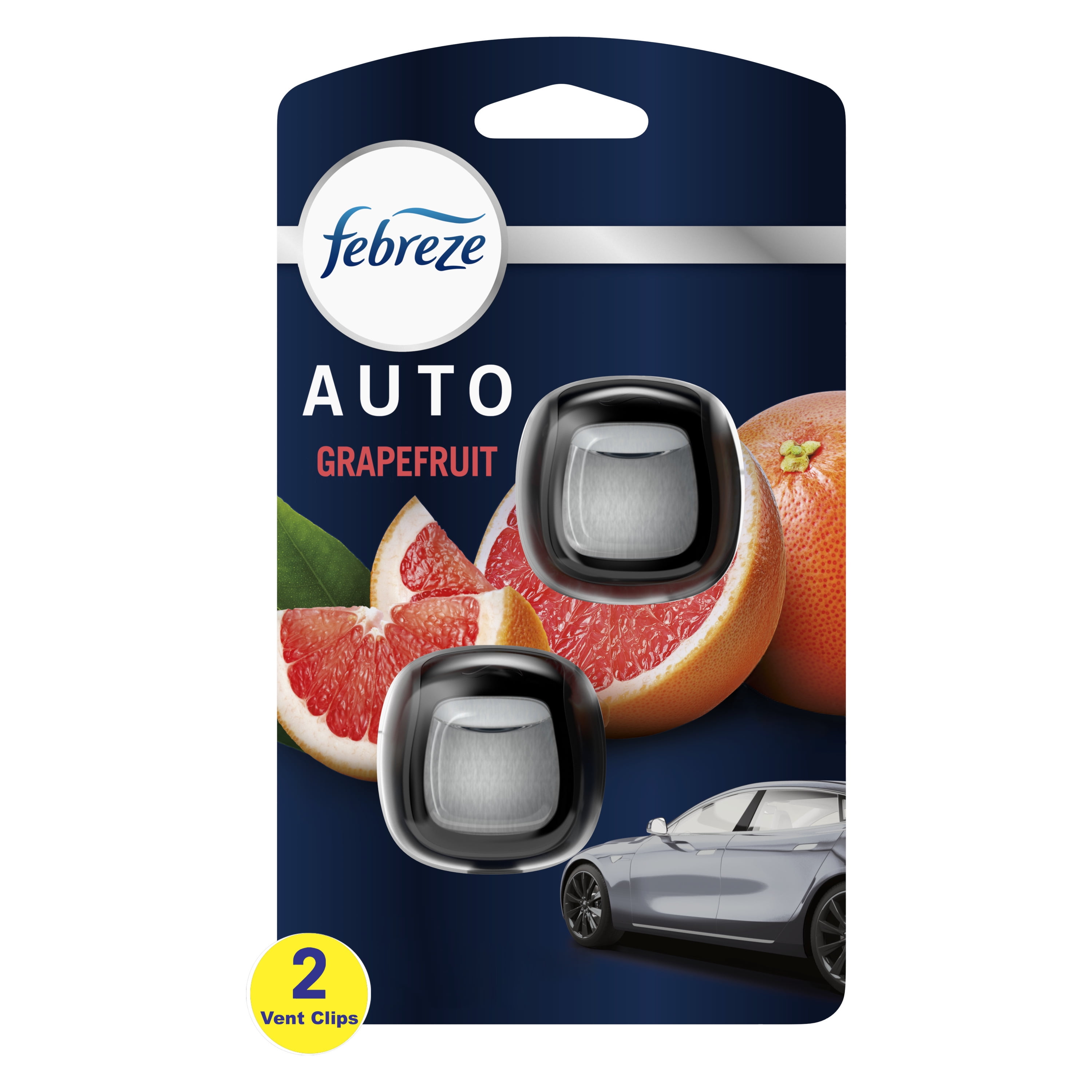 Febreze AUTO Air Freshener Vent Clip Grapefruit Scent, .07 oz. Car Vent Clip, Pack of 2