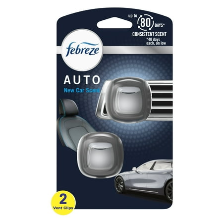 Febreze AUTO Air Freshener Vent Clip New Car Scent, .06 oz Car Vent Clip, 2 Count