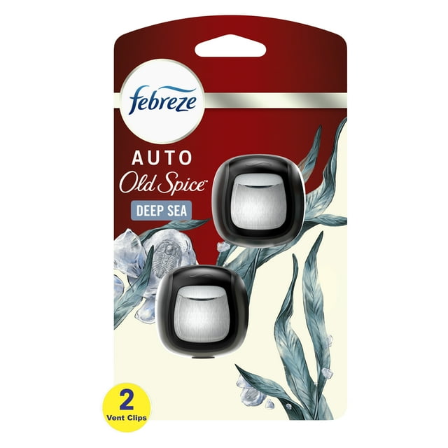 Febreze AUTO Air Freshener Vent Clip Old Spice Deep Sea Scent, 2 Pack