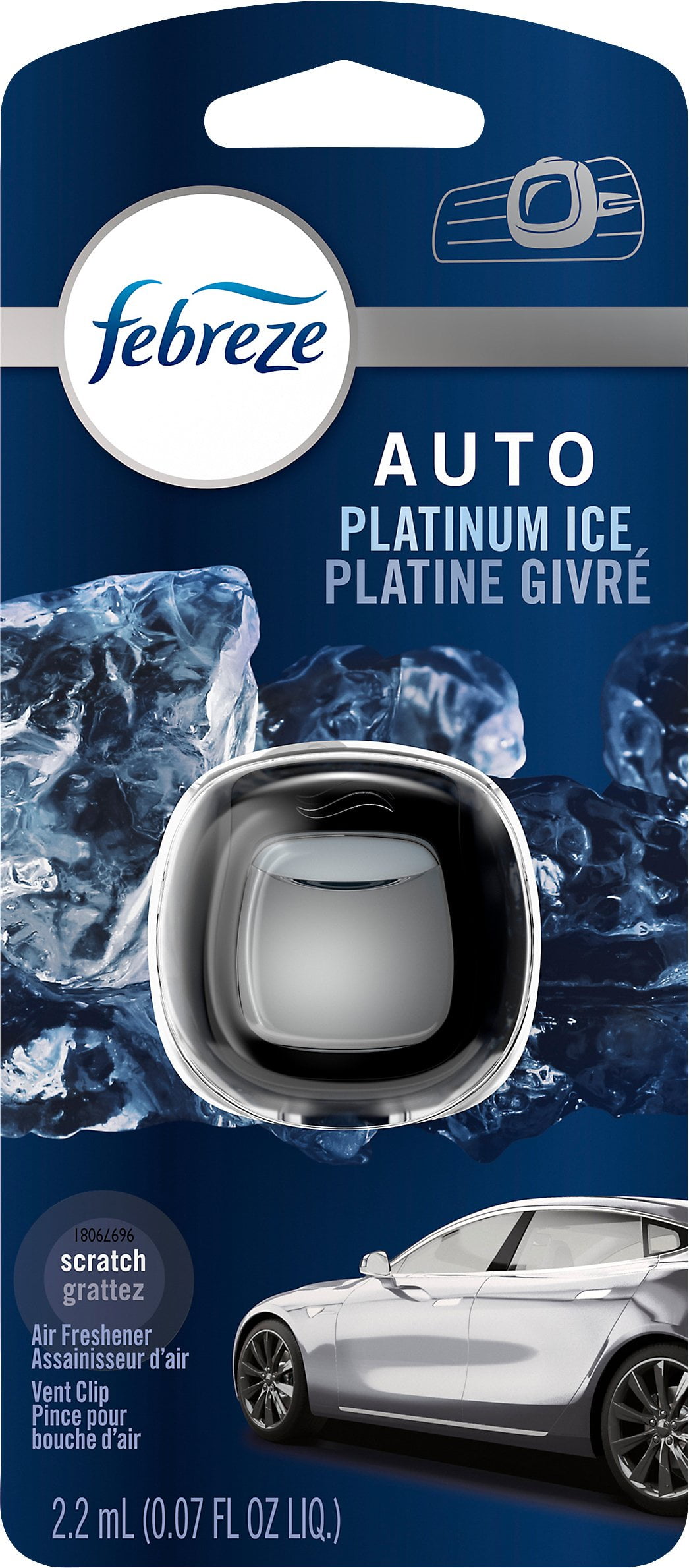 Febreze AUTO Air Freshener Vent Clip Platinum Ice Scent, 1 Pack .07 fl