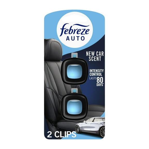 Febreze AUTO Car Air Freshener, Odor-Fighting Car Vent Clip, New Car, 2 Count