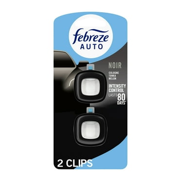 Febreze AUTO Car Air Freshener, Odor-Fighting Car Vent Clip, Noir, 2 Count