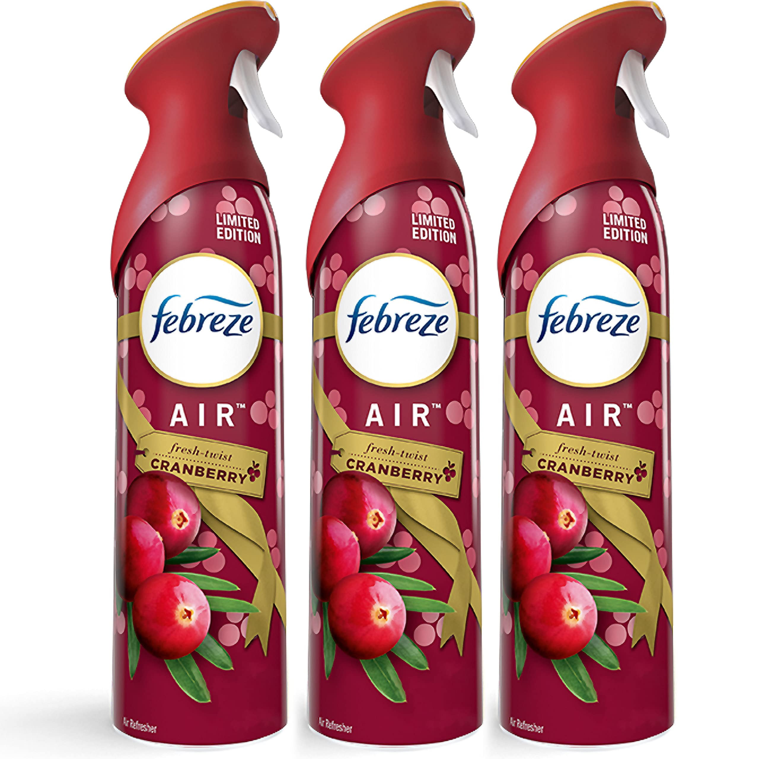 Febreze Air - Air Freshener Spray In Limited Edition Holiday Collection 2020 Fresh-Twist Cranberry Fragrance (Net Wt. 8.8 Oz Per Bottle). Pack Of 3 Bottles