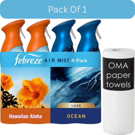 Febreze Air Effects Air Freshener Spray Hawaiian Aloha & Ocean (4 ct., 35.2 oz.)-With Paper Towel By OMA