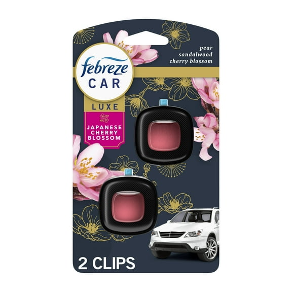 Febreze CAR Air Freshener, Odor-Fighting Automotive Vent Clip, Japanese Cherry Blossom Scent, 2 Count