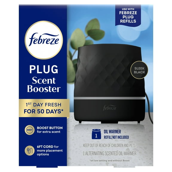 Febreze Plug In Air Freshener Continuous Scent Booster Oil Diffuser Device, Black Compatible with Febreze Plug Refills