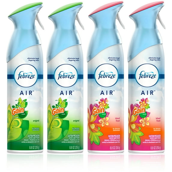Febreze Air Freshener Spray, Gain Original and Island Fresh, 4 ct