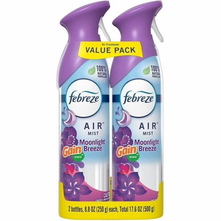 Febreze Air Freshener Spray, Odor-Fighting Room Spray, Gain Moonlight Breeze, 8.8oz, 2 Count