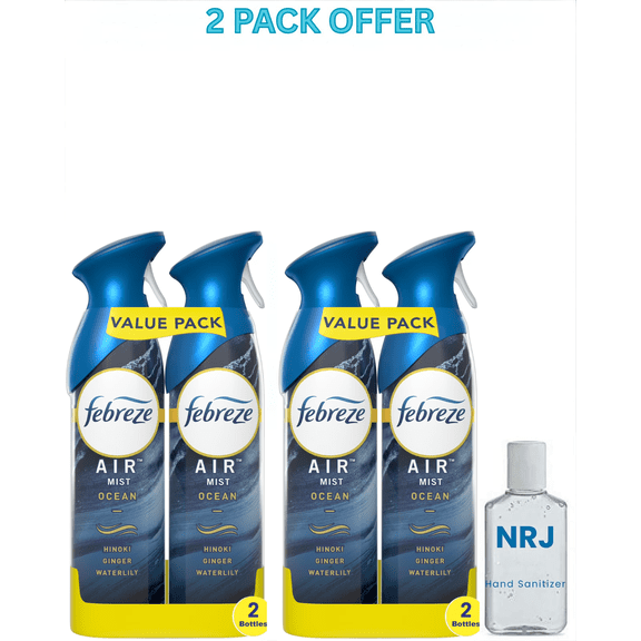 Febreze Air Freshener Spray, Odor-Fighting Room Spray, Ocean, 8.8oz, 2 Count