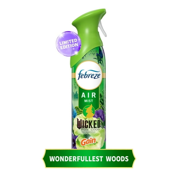 Febreze Air Freshener Spray, "Wicked: For Good" Limited Edition, Odor-Fighting Room Spray, Wonderfullest Woods, 8.8oz, 1 Count