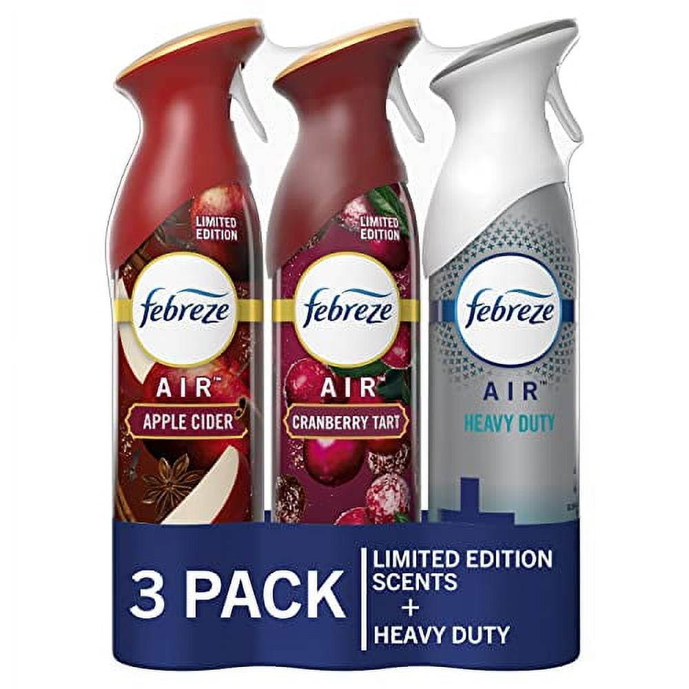 Febreze Air Fresheners, Bathroom Spray Room Fresheners, Odor-Fighting Air  Freshener Apple Cider, Cranberry Tart, Heavy Duty Crisp Clean, 8.8 oz.  Aerosol Can, Pack of 3 