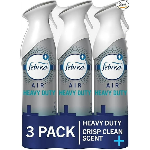 Febreze Air Freshener Spray, Heavy Duty Crisp Clean Scent, Odor Eliminator For Strong Odors, 8.8 Oz (Pack Of 3)