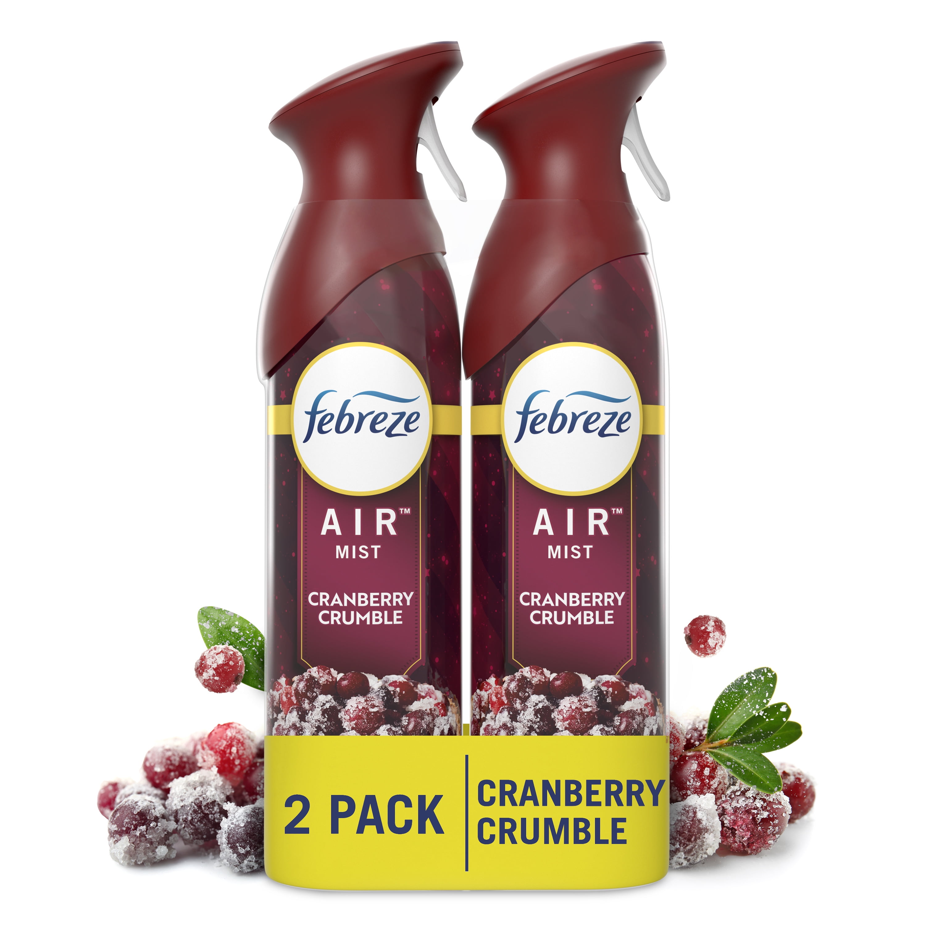 Febreze Air Mist, Odor-Fighting Air Freshener, Cranberry Crumble, 8.8 oz. Aerosol, Pack of 2