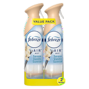 Febreze Air Mist Odor-Fighting Air Freshener, Serene Vanilla Sunrise Scent, 2 Pack, 8.8 oz Each