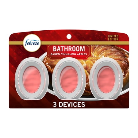 Febreze Bathroom Air Freshener, Odor-Fighting, Baked Cinnamon Apple Scent, 3 Count