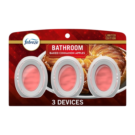 Febreze Bathroom Air Freshener, Odor-Fighting, Baked Cinnamon Apple Scent, 3 Count