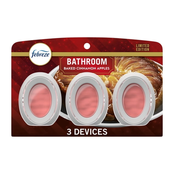 Febreze Bathroom Air Freshener, Odor-Fighting, Baked Cinnamon Apple Scent, 3 Count