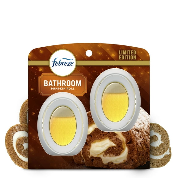 Febreze Bathroom Air Freshener, Odor-Fighting, Pumpkin Roll Scent, 2 Count