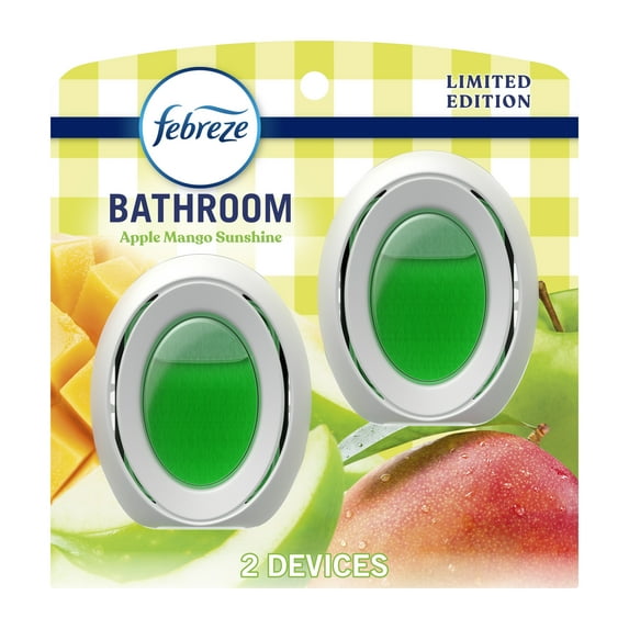 Febreze Bathroom Air Freshener, Small Spaces Odor-Fighting, Apple Mango Sunshine, 2 Count