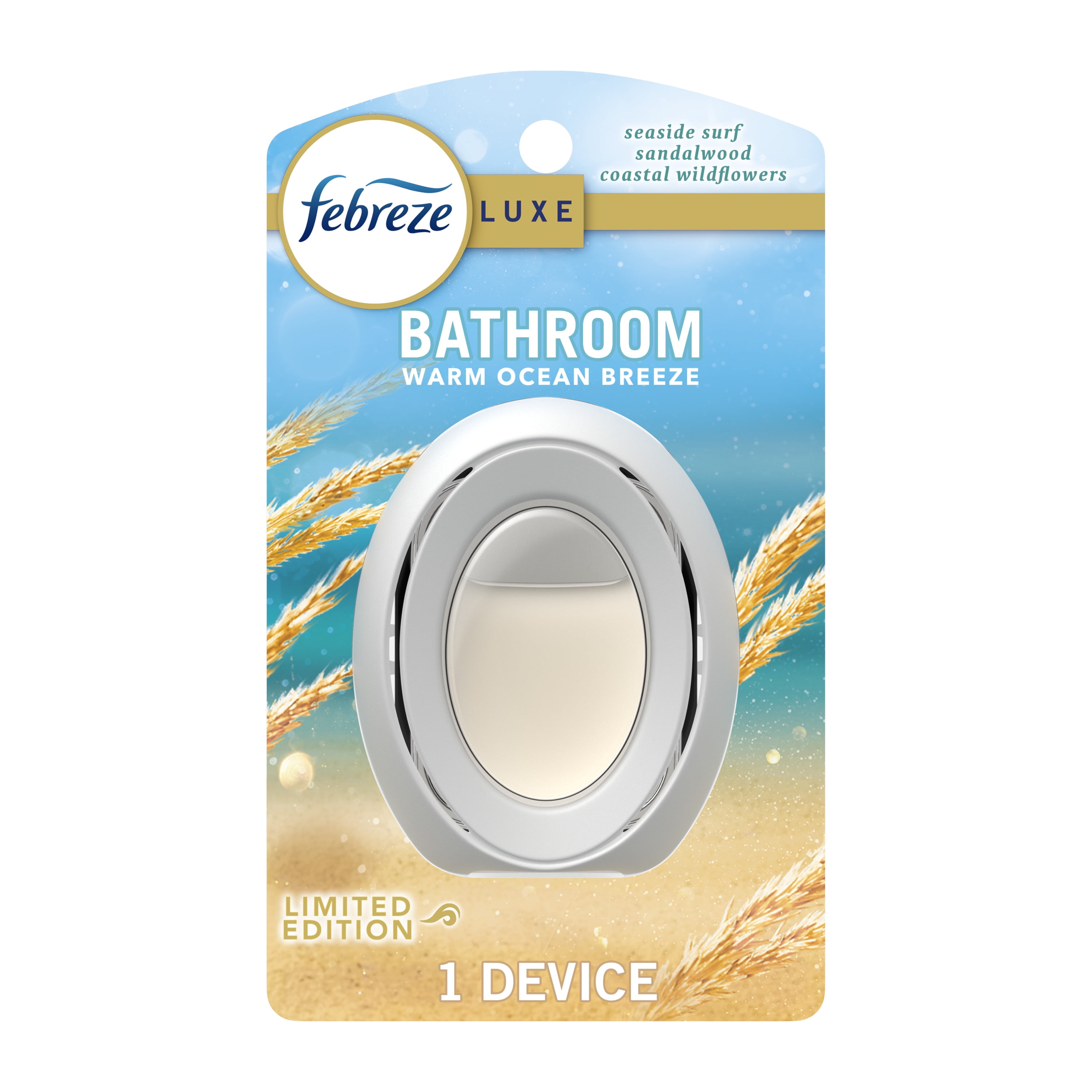 Febreze Bathroom Air Freshener, Small Spaces Odor-Fighting, Warm Ocean Breeze, 1 Count