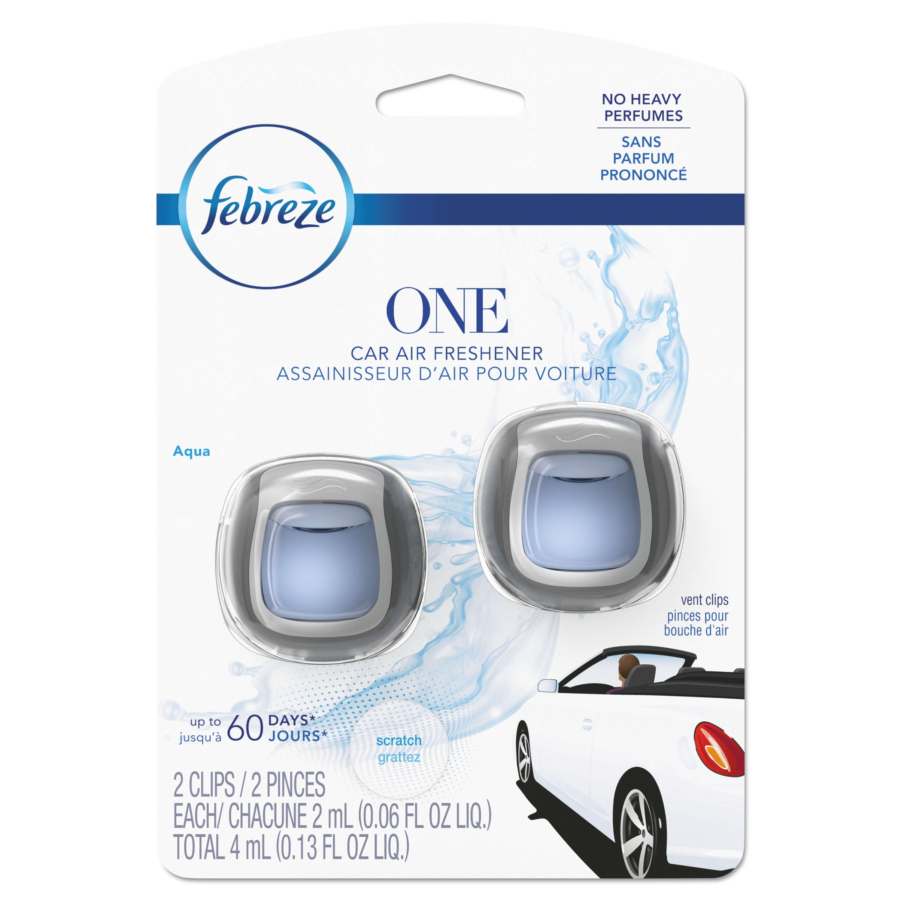 Febreze CAR Air Freshener Fresh Water 2 mL Clip 8/Carton 74593