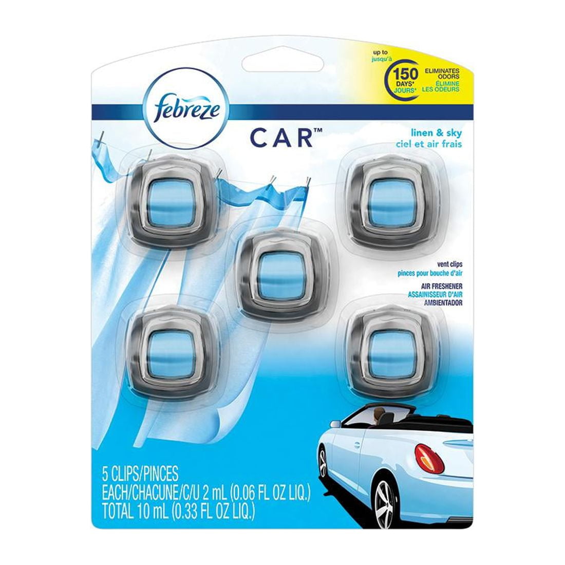 Febreze Car Air Freshener, Set of 5 Clips, Linen & Skyup to 150 Days  (Packaging May Vary)