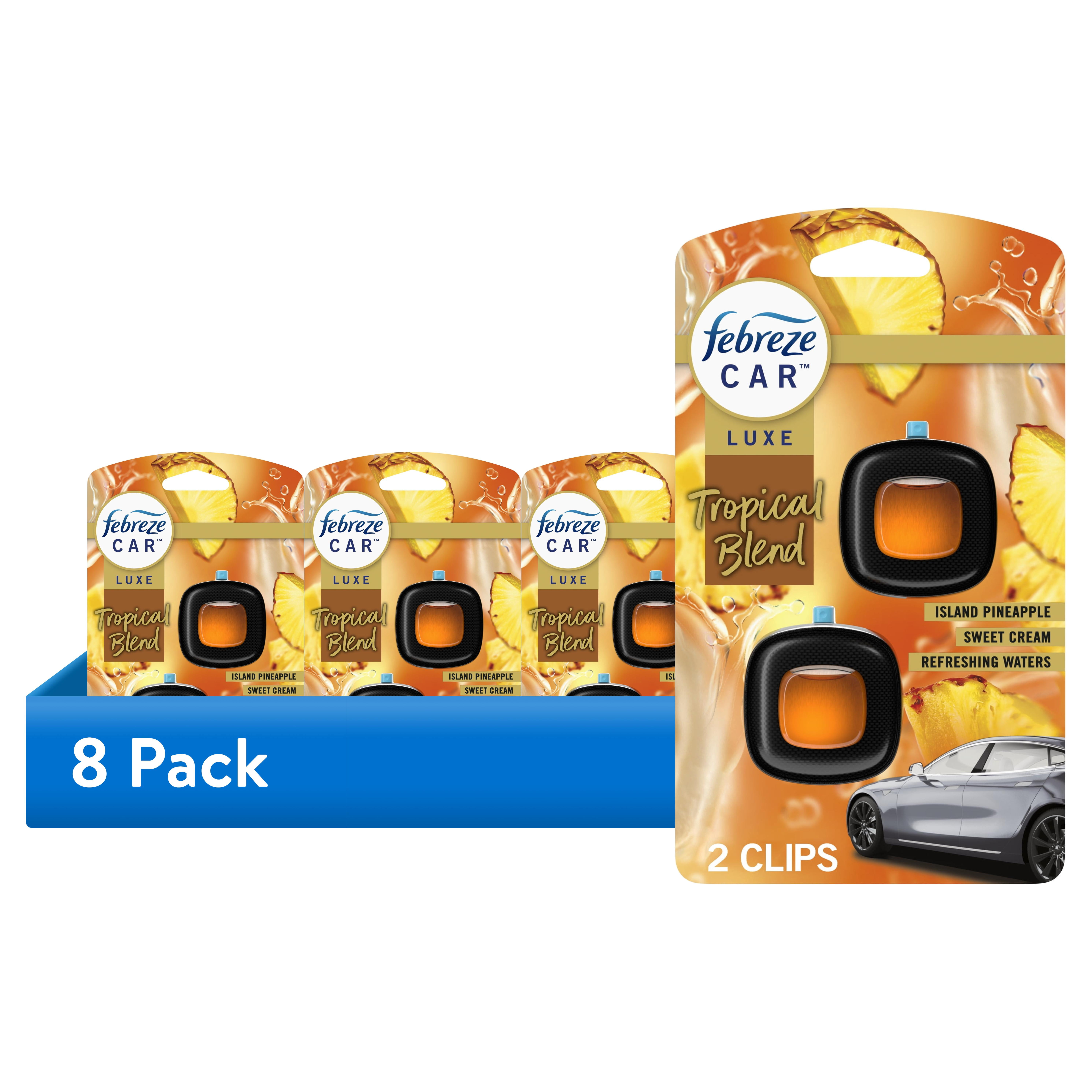 (8 pack) Febreze Car Air Freshener, Odor-Fighting Automotive Vent Clip, Tropical Blend Scent, 2 Count