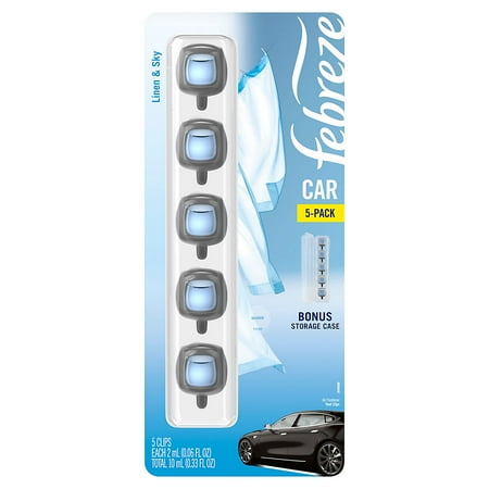 Febreze Car Air Freshener Vent Clips Linen and Sky 0.06 fl oz 5 Count