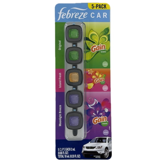 Febreze Car Air Freshener Vent Clips, Mixed Scent, 5 Count