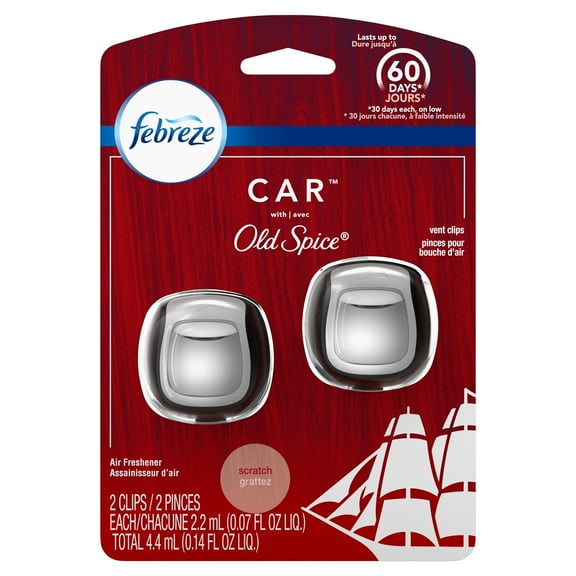 Febreze Car Air Freshener Vent Clips, Original Old Spice Scent, 2 count