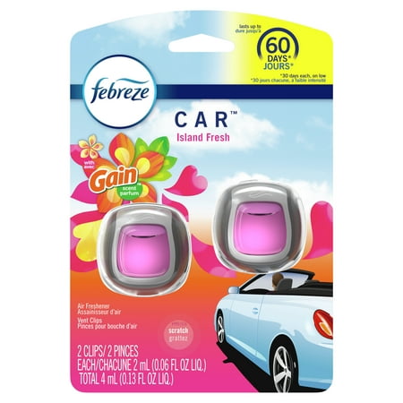 Febreze Car Odor-Eliminating Air Freshener, Gain Island Fresh, 2 Ct