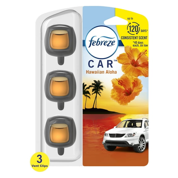 Febreze Car Odor Eliminating Air Freshener, Hawaiian Aloha, 3 Count 0.195oz
