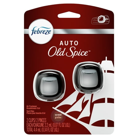 Febreze Car Odor-Eliminating Air Freshener, Old Spice, 2 Ct