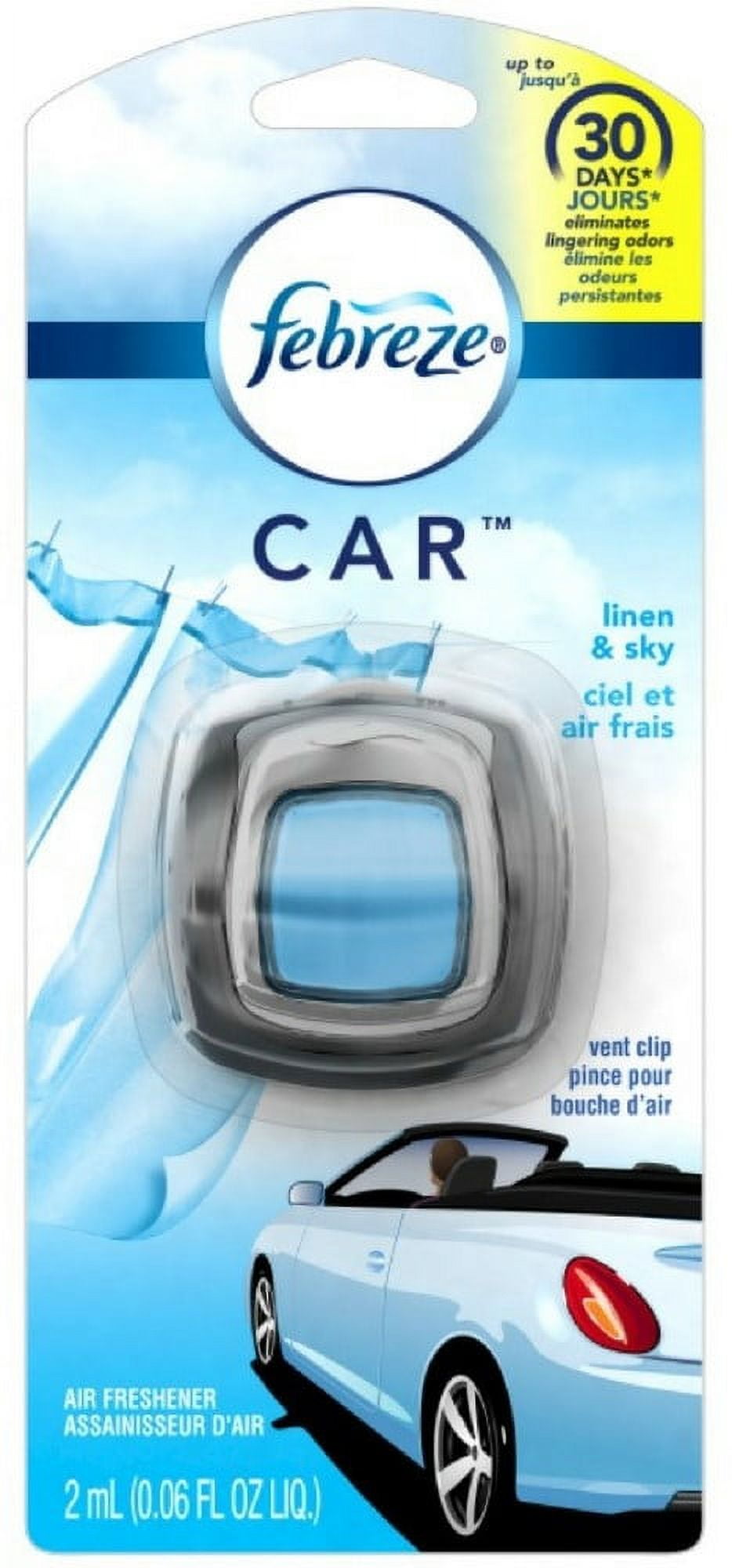 Febreze Car Vent Clip Air Freshener, Linen & Sky 1 ea (Pack of 6)