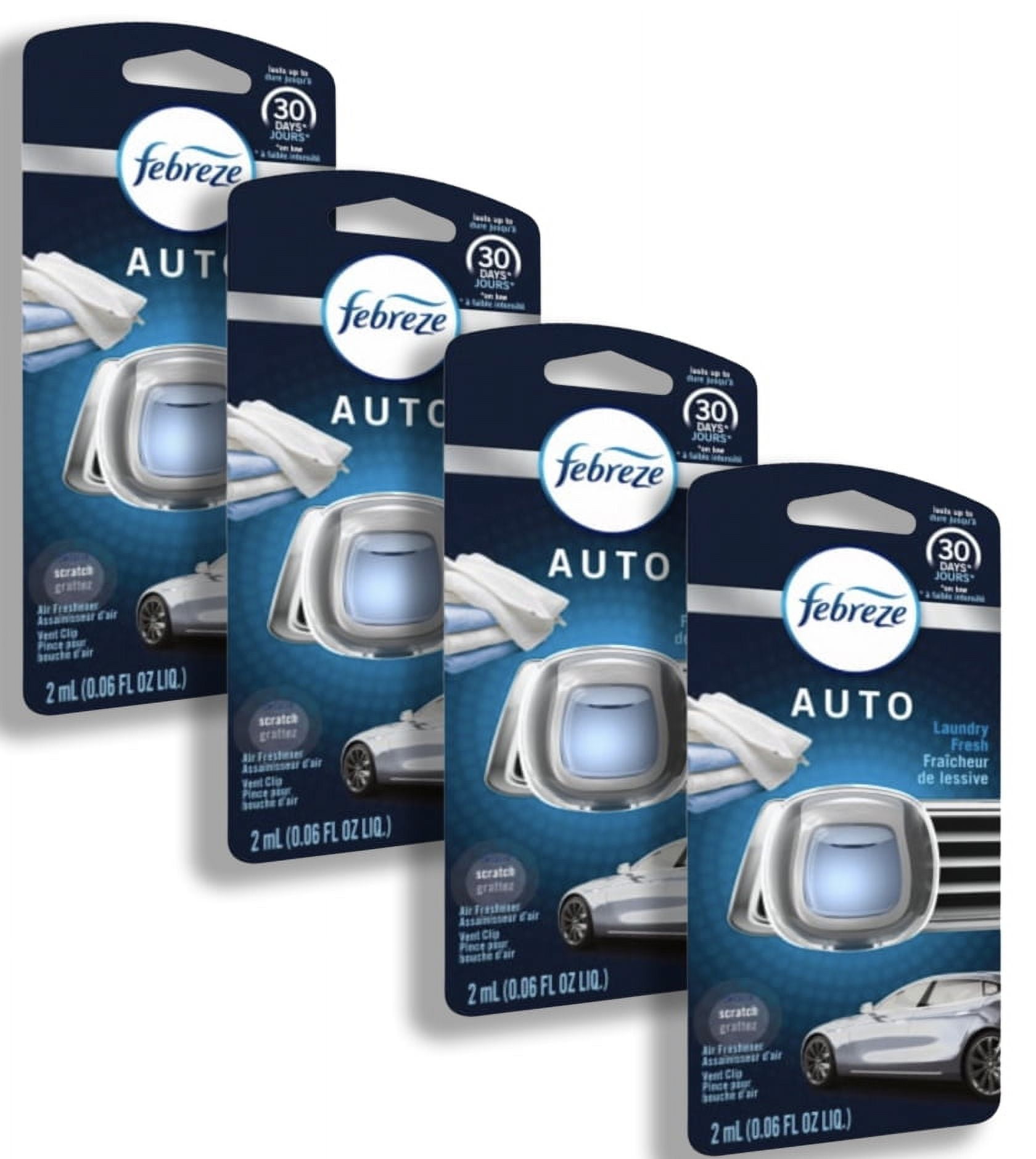 3 X Febreze Car Air Freshener - New Car Scent 2ML - Fresh Scent Clip On NEW!