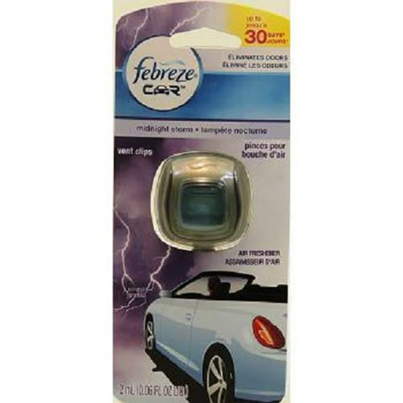 Febreze , Car Vent Clip Midnight Storm, Count 1 (0.06 oz ) - Auto Air Freshner / Grab Varieties & Flavors