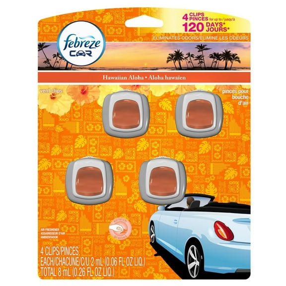 Febreze Car Vent Clips Air Freshener, Hawaiian Aloha, .06 Oz, 3 Ct