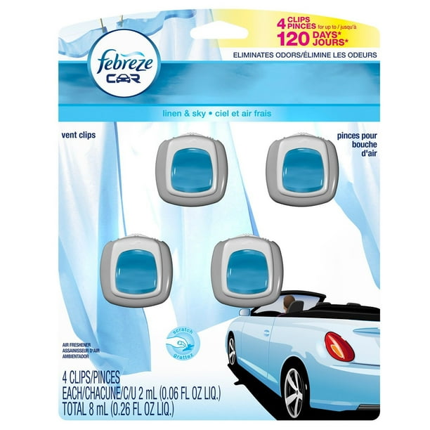 Febreze Car Vent Clips, Linen & Sky