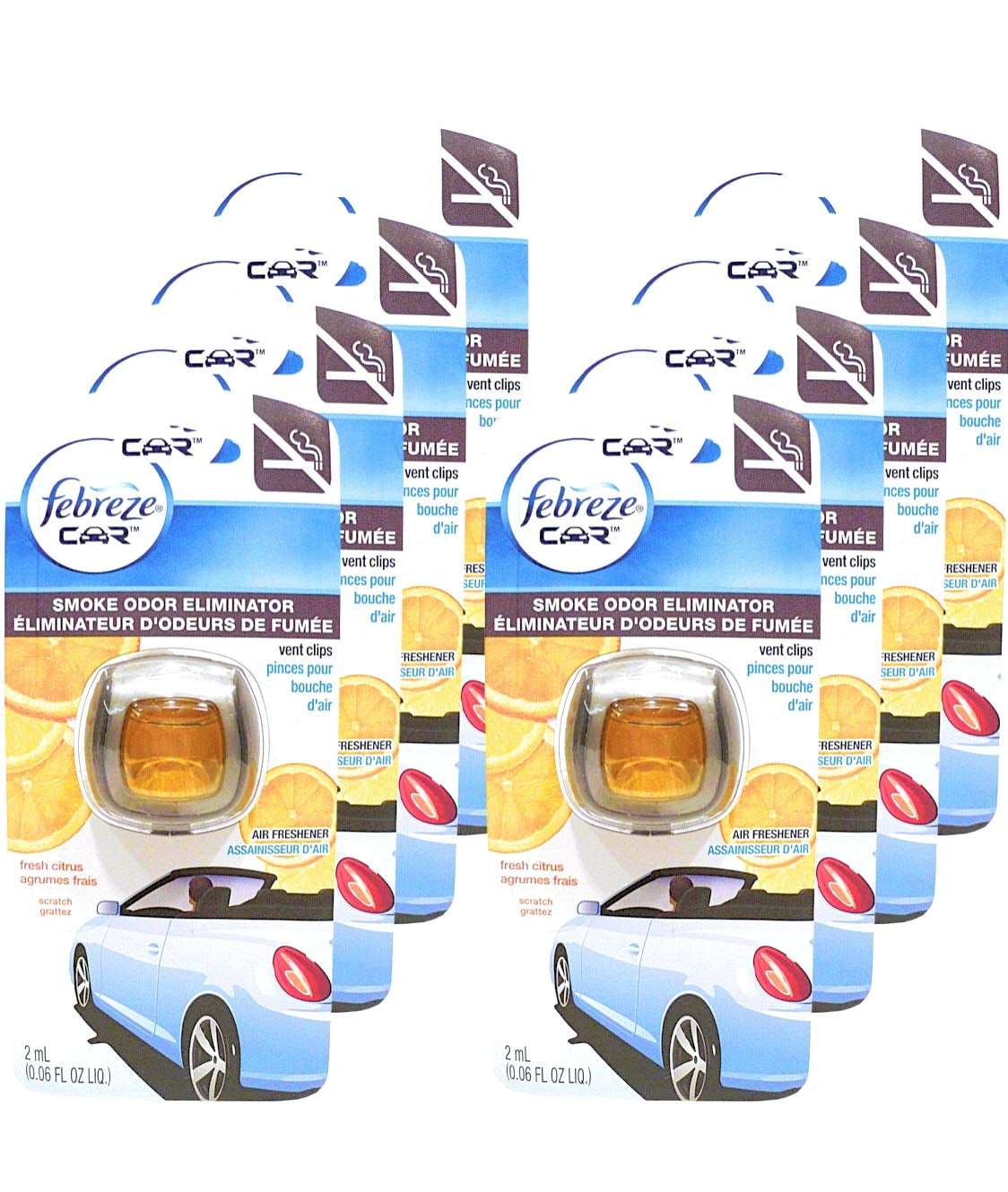 Febreze Car Vent Clips Smoke Odor Eliminator, Fresh Citrus Scent, (Pack