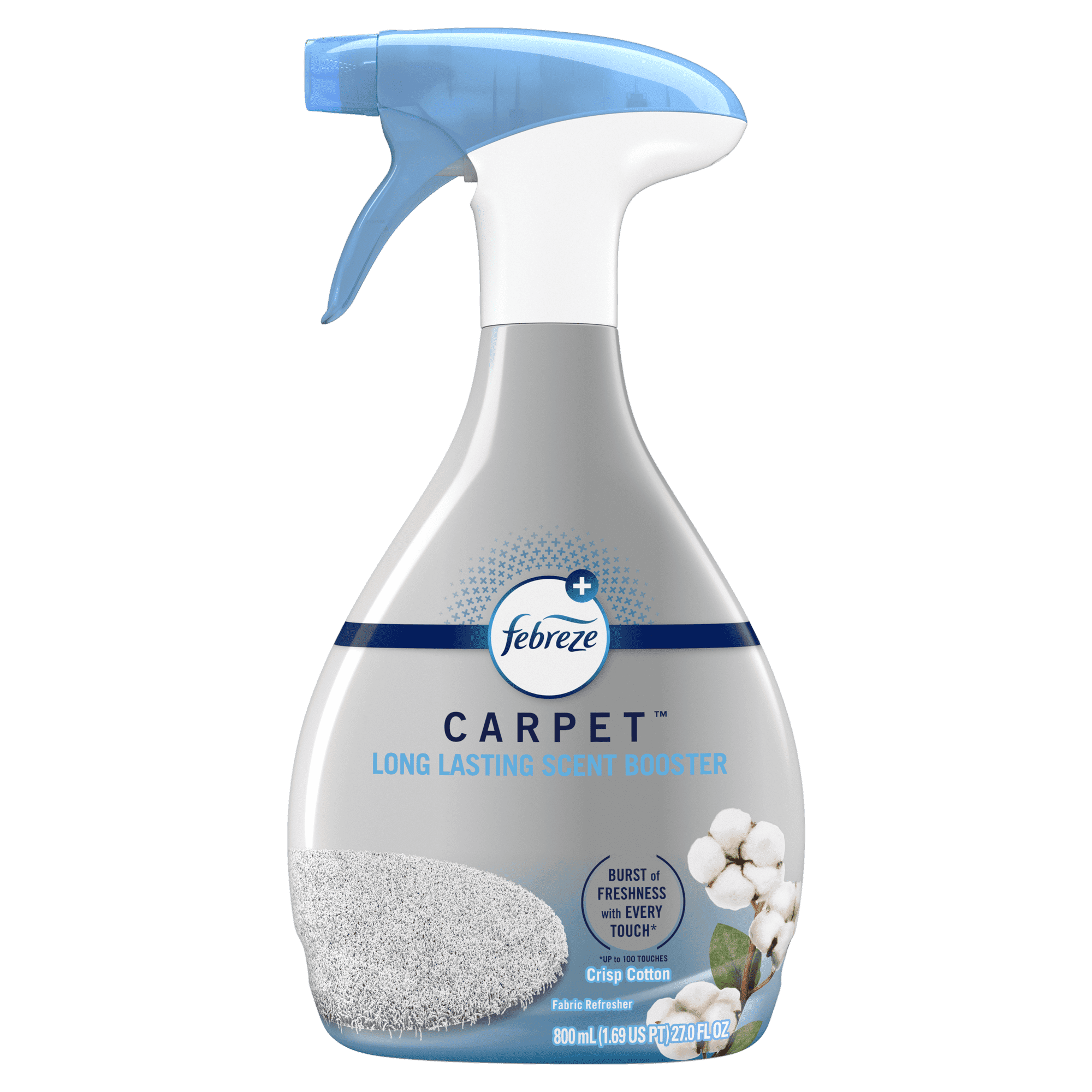 Febreze Fabric Spray Air Freshener, Odor-Fighting Fabric Refresher, Crisp Cotton, 27 fl oz - 4 pack