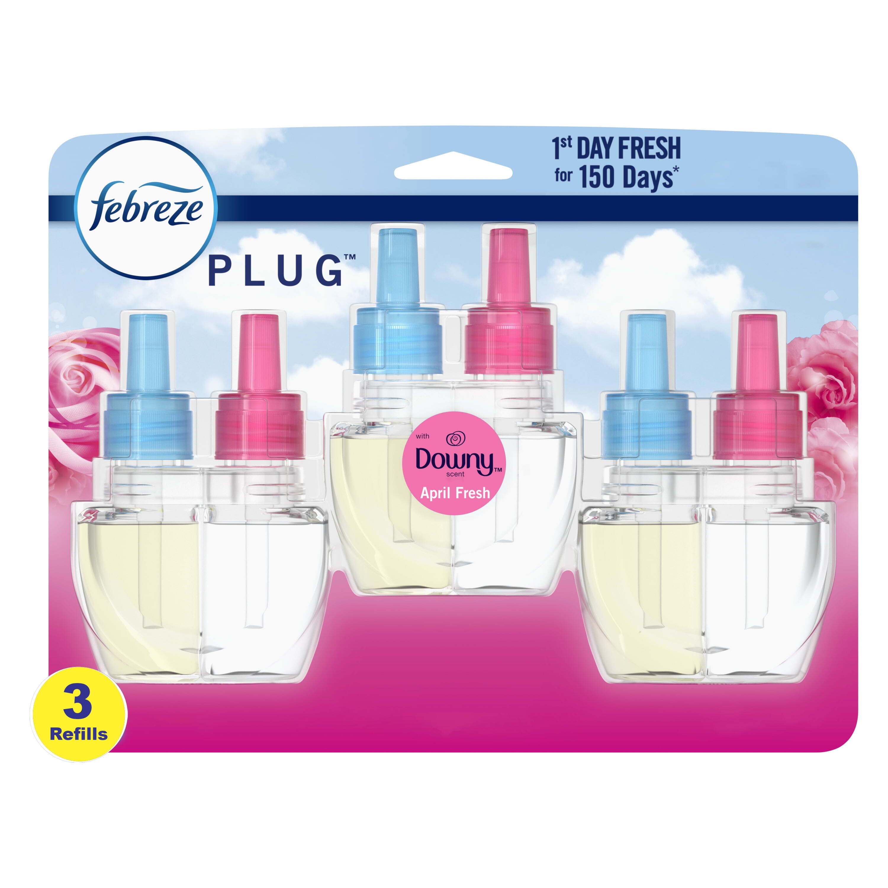 Febreze Plug Refill Odor-Fighting Air Freshener Downy April Fresh Scent, 3 Count, 0.87 fl oz Each