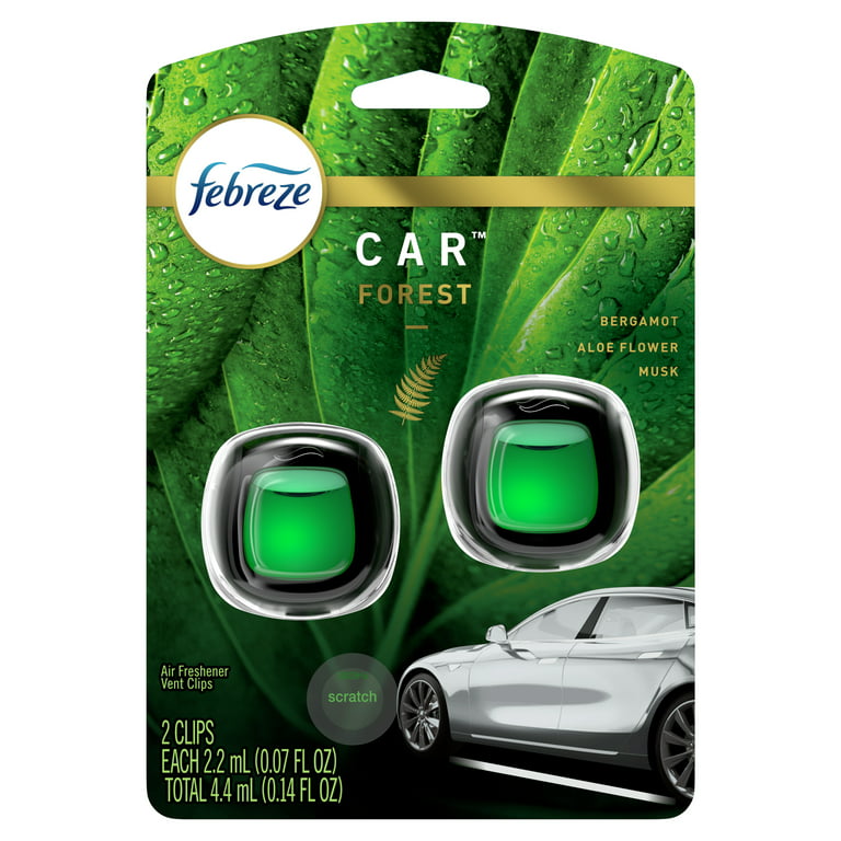 Febreze Forest Scented Car Air Freshener Vent Clip, .07 oz, 2 Ct