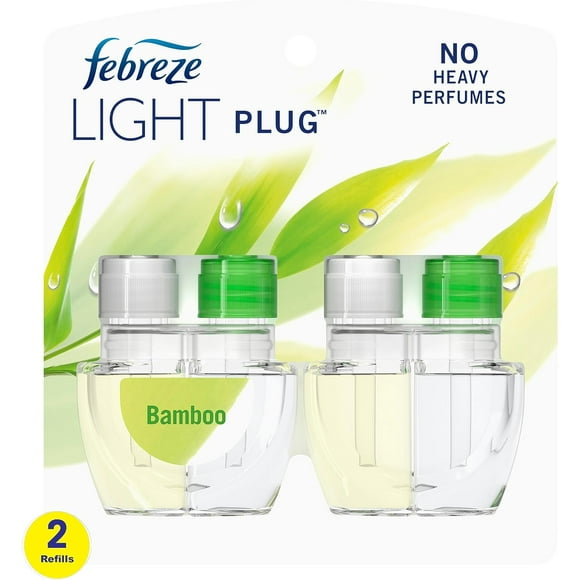 Febreze LIGHT Fade Defy PLUG Air Freshener, Bamboo, (2) .87 fl. oz. Oil Refill