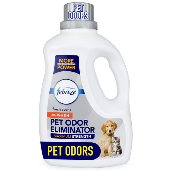 Febreze Laundry Detergent Additive For Pet Supplies, Maximum Strength In Wash Pet Odor Eliminator, Designed To Remove Tough Odors In Fabrics And Clothing In A Single Wash, Fresh Scent, 98 Floz