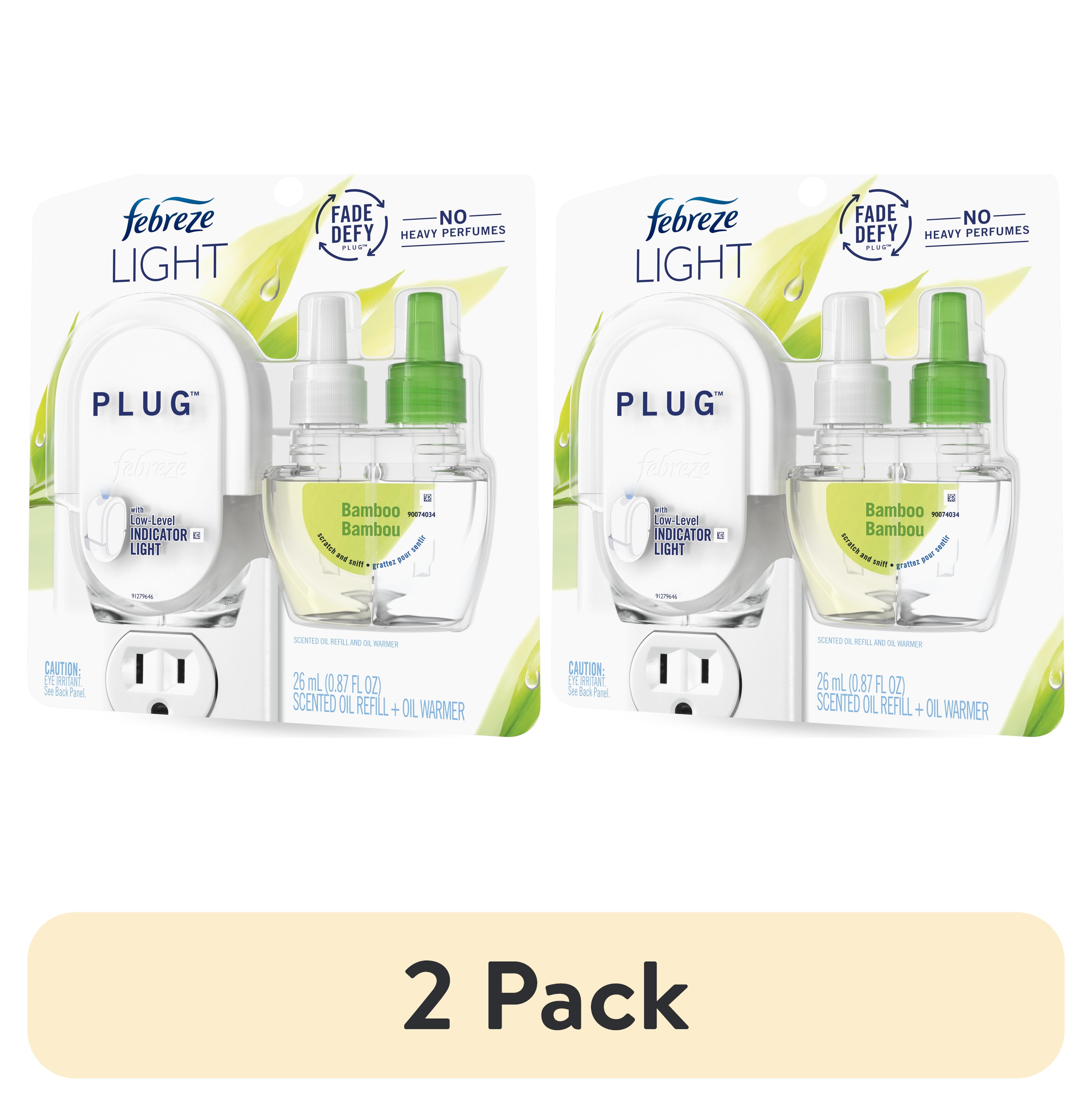 (2 pack) Febreze Light Fade Defy Plug Air Freshener, Bamboo, Starter