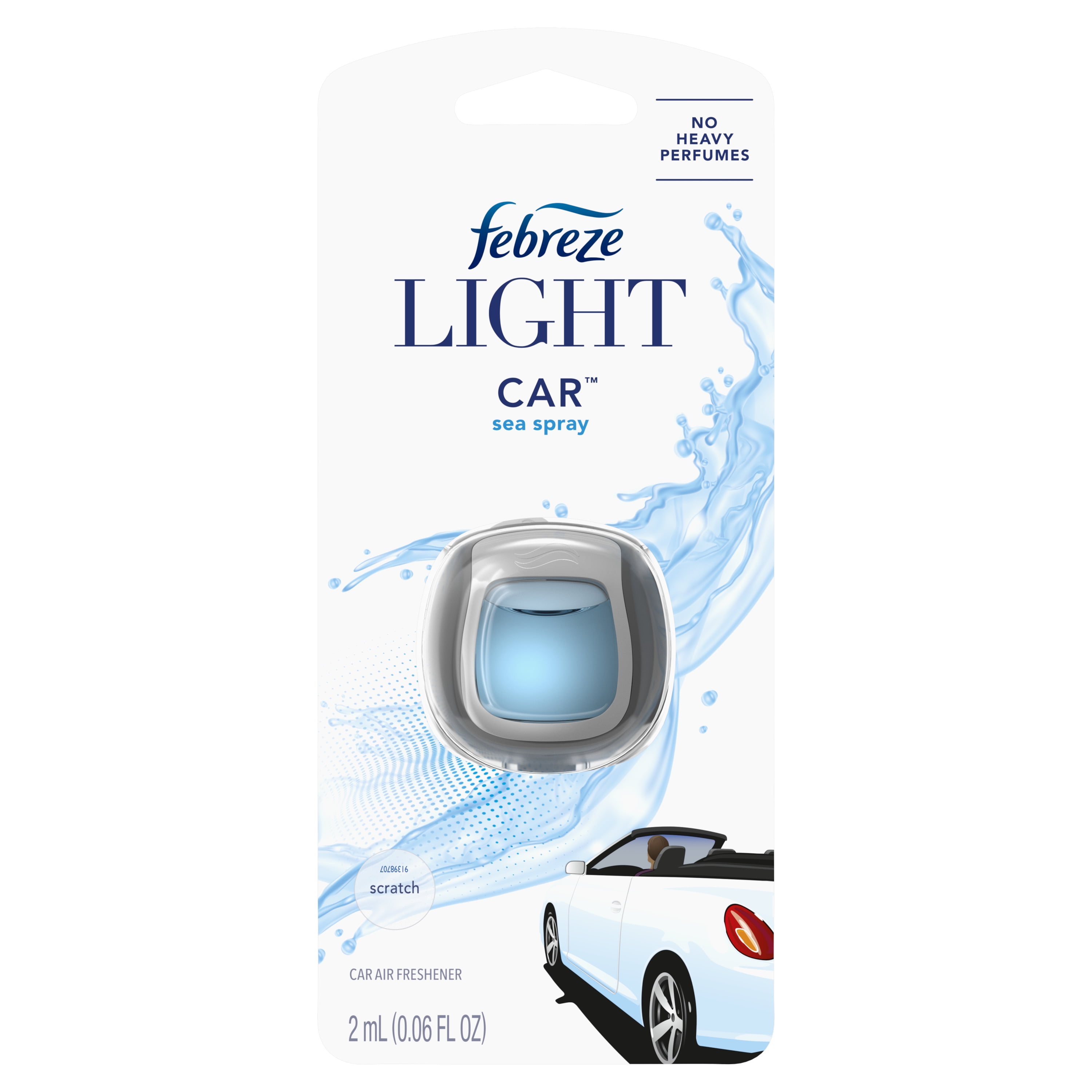 Febreze Light OdorEliminating Car Air Freshener Vent Clip, Sea Spray