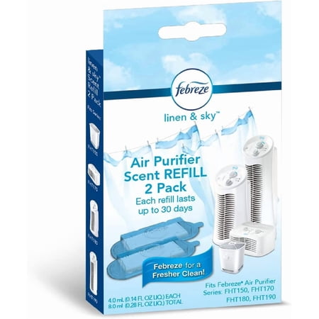 Febreze Linen & Sky Air Purifier Scent Refill Cartridge, 2-Pack, White, 2 Per Pack