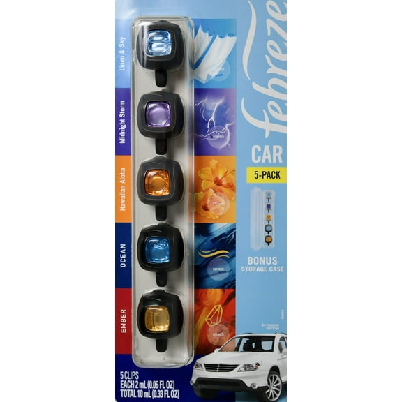 Febreze Mixed Scents Air Freshener, 5 Car Vent Clips, 5 Count (Pack of 1) C42